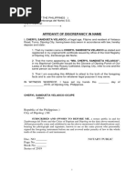 Affidavit of Discrepancy Doc Che