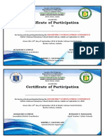 Certificate of Participation: Jacqueline G.Corpuz Reynaldo P. Pagulayan