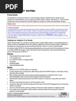 Laboratory Notes - Food Tests