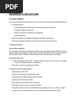 Business Plan Outline I. Cover Sheet: II. Table of Contents III. Executive Summary