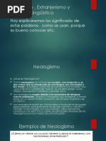 Neologismo, Extranjerismo y Prestamos Lingüístico