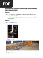 Experiment # 2: To Investigate The Relationship Between Specific Energy and Depth of Flow in A Laboratory Flume