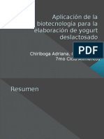 Aplicación de La Biotecnología para La Elaboración de Yogurt