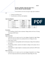 Open Circuit & Short Circuit Test On A Single Phase Transformer