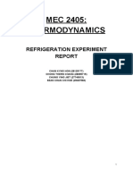 Mec 2405 - Thermodynamics (Refrigeration Report)