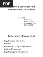 Hypothesis Generation and Formulation of The Problem