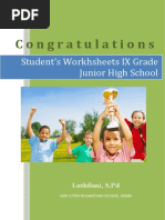 Student's Workhsheets IX Grade Junior High School: Congratulations