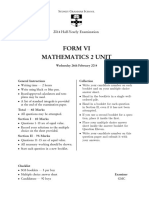 Form Vi Mathematics 2 Unit: 2014 Half-Yearly Examination