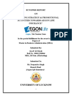 Synopsis Report ON "Marketing Strategy & Promotional Activities Towards Aegon Life Insurance"