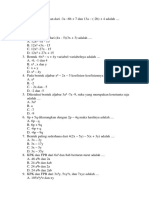 Soal Tentang Aljabar Kelas 7