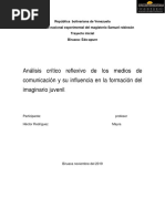 Medios de Comunicacion y Su Influencia en Los Jovenes