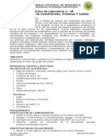 Identificación de Carbohidratos, Proteínas y Lipidos Pract. de Laboratorio N 08