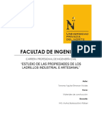 Facultad de Ingeniería: "Estudio de Las Propiedades de Los Ladrillos Industrial E Artesanal"