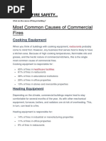 Most Common Causes of Commercial Fires: Unit Ii:-Fire Safety.