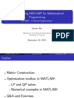 Tutorial: Using MATLAB For Mathematical Programming: APS502 - Financial Engineering I