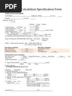 Orifice Bore Calculation Specification Form: Orifice Plate Data Sheet