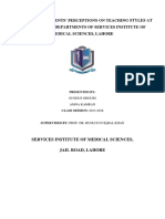 To Evaluate Students' Perceptions On Teaching Styles at Basic Sceinces Departments of Services Institute of Medical Sciences, Lahore