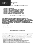 Requisites For An Ideal Measures of Dispersion