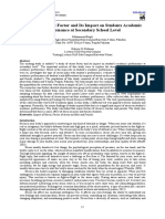 A Study of Stress Factor and Its Impact On Students Academic Performance at Secondary School Level