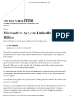 C Microsoft To Acquire LinkedIn For $26