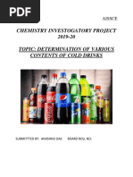 Chemistry Investigatory Project Determination of Contents of Cold Drinks