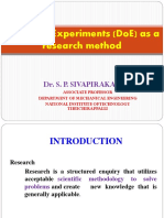 Design of Experiments (Doe) As A Research Method: Dr. S. P. Sivapirakasam