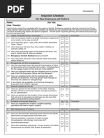 Induction Checklist: (For New Employees and Visitors)