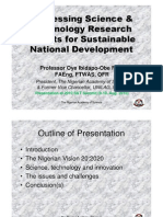 Harnessing Science and Technology Research Results For Sustainable National Development