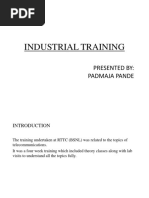 Industrial Training: Presented By: Padmaja Pande