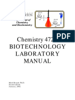 Chemistry 472B Biotechnology Laboratory Manual: Mark Brandt, Ph.D. Second Edition January, 2002