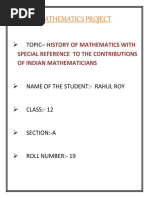 Mathematics Project: History of Mathematics With Special Reference To The Contributions of Indian Mathematicians