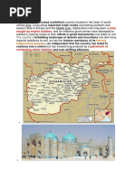 Prize Sought by Empire Builders: Afghanistan, Landlocked Multiethnic Country Located in The Heart of South