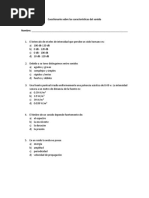 Cuestionario Sobre Las Características Del Sonido