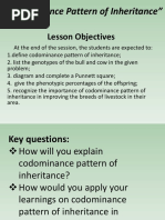 Lesson Objectives: "Codominance Pattern of Inheritance"