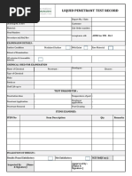 Liquid Penetrant Test Record: Examinaion Details