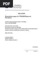 Solution Examination Paper For TPG4160 Reservoir Simulation: Department of Petroleum Engineering and Applied Geophysics