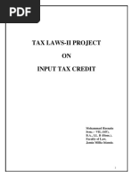 Tax Laws-Ii Project ON Input Tax Credit