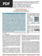 Influence of Media Programmes On Consumers' Behaviour in Nigeria