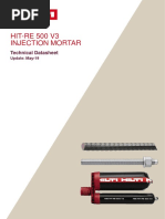 Hilti HIT-RE 500 V3 Injection Mortar Technical Datasheet