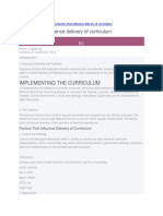 Factors That Influence The Curriculum Delivery