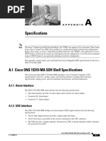 Specifications: A.1 Cisco ONS 15310-MA SDH Shelf Specifications