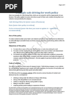 Sample Driving For Work Policy