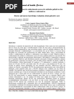 Avaliação Do Grau de Conhecimento Acerca de Cuidados Paliativos Dos Medicos e Enfermeiros