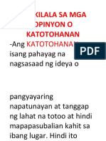 Pagkilala Sa Opinyon at Katotohanan