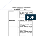 In The Hon'Ble High Court of Chhattisgarh at Bilaspur Writ Appeal No. / 2019 Appellant