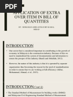 Application of Extra Over in Bill of Quantities