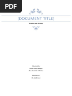 (Document Title) : Reading and Writing