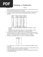 Molienda y Clasificación Problemas