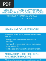 Lesson 5 - RANDOM VARIABLES AND PROBABILITY DISTRIBUTIONS