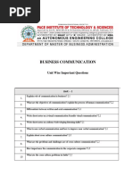 Business Communication - Unit Wise Important Questions